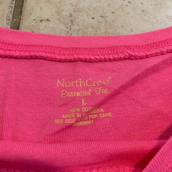 💜 NorthCrest Essential Tee Pink 3/4 Sleeve Top Size Large - Picture 2 of 5